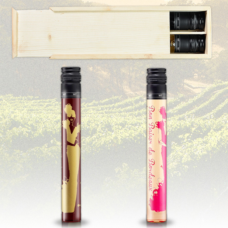 Custom 100ml  Wines & Spirits Tasting glass bottle packing by Test Tube Wine Bottles