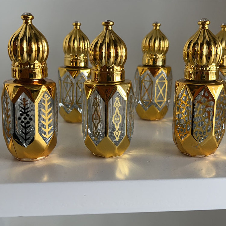 Luxury Arabic Perfume 6ML Octagon Roll on Glass Essential Oil Bottle Attar Oud Oil Glass Bottles