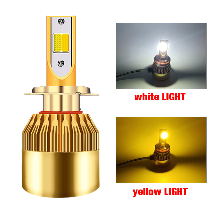 led dual color led fog light yellow white lighting h4 led headlight bulbs led h4 canbus focos led para 6000k 3500k 12v