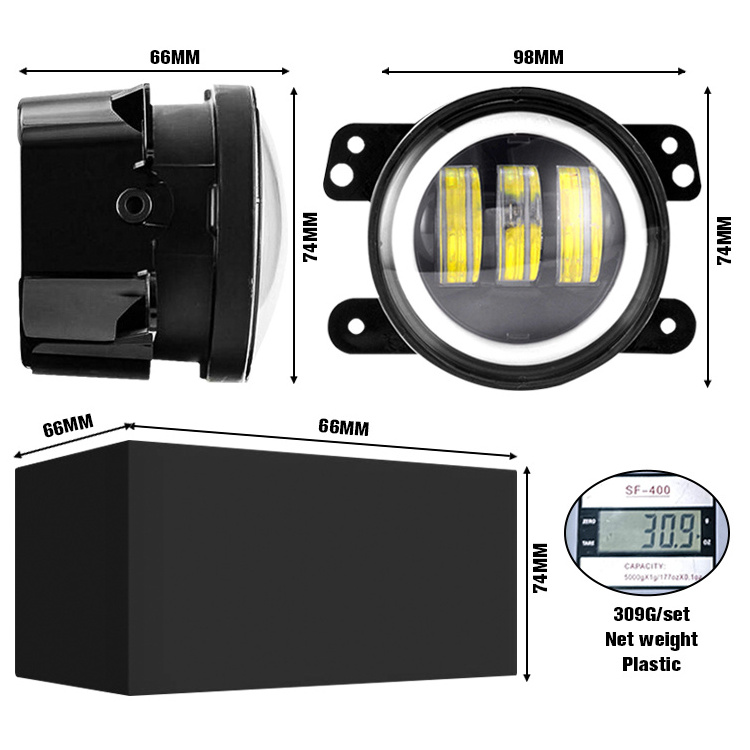 4 inch led fog lights angel eyes led headlights yellow white DRL for jeeps JK JL Cherokee Xj Grand Cherokee led fog lights