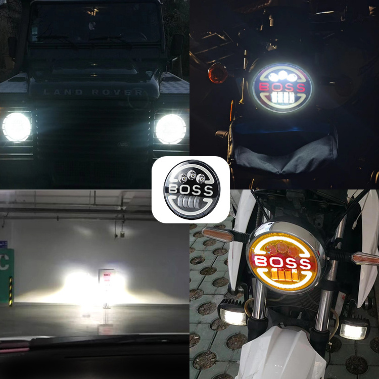 7 inch led headlight for jeep 80w hi-lo off road led work light dual color led headlight h4 gtr angel eye motorcycle headlight