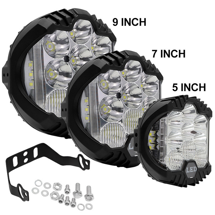 9 inch led headlight for jeep wrangler 7'' 5'' led work lamp jeep cherokee kl lamp 3 sides bright 12v 24v white yellow