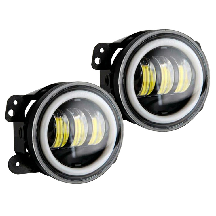 4 inch led fog lights angel eyes led headlights yellow white DRL for jeeps JK JL Cherokee Xj Grand Cherokee led fog lights