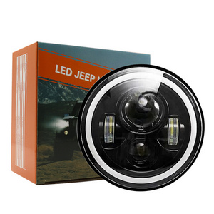 7Inch Led Headlight H4 Halo Ring Angle Eye Driving Light DRL Round Headlamp For Motorcycle Jeeps Wranglers JK JL Grand Cherokee