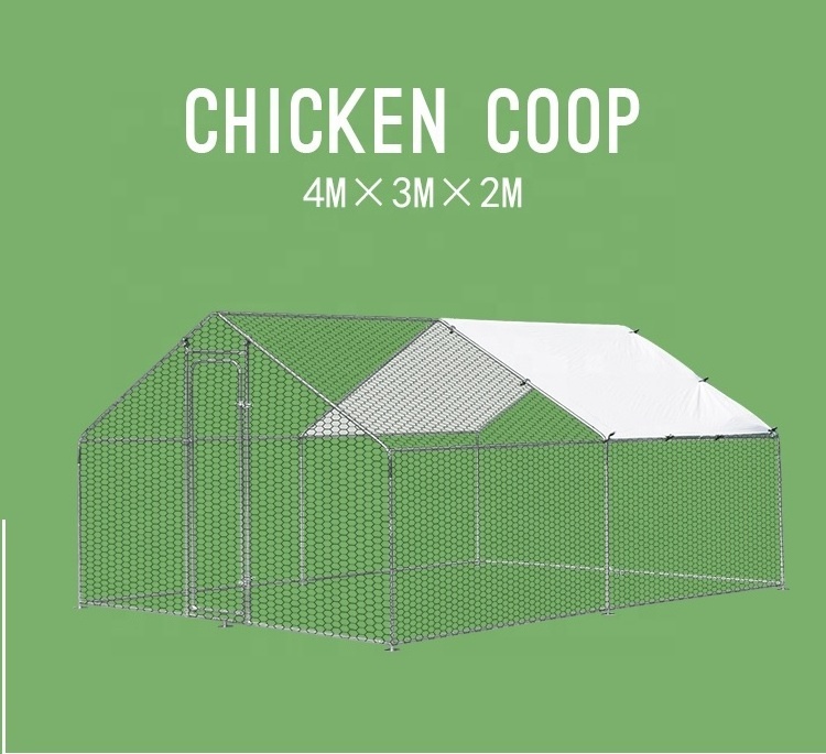 Factory sale large metal hen house cage run cheap chicken coop 4Lx3Wx2H m with cover