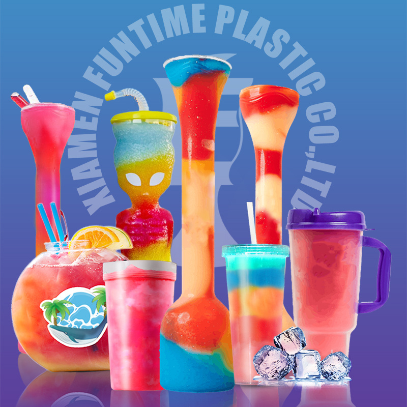 Creative Las vegas 16oz/24oz/32oz slushy cups plastic party souvenir cups slushy drink yard cups with logo