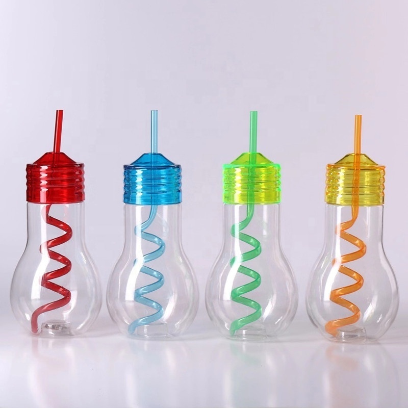 LED Plastic Cup Light Bulb Shaped Juice Cup