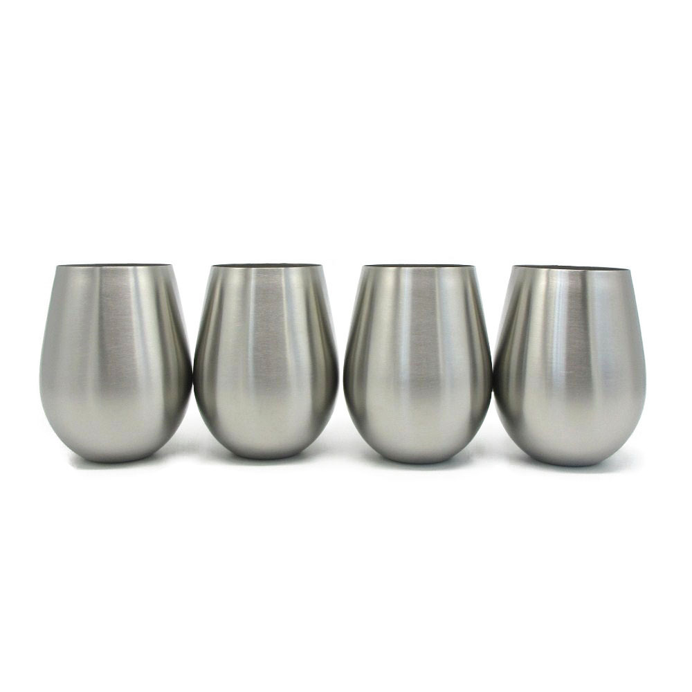 18oz reusable single layer metal wine tumblers gold copper sliver stainless steel stemless wine glass with customized brand