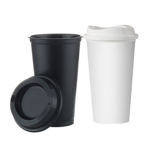 Eco-friendly 8oz/12oz/16oz plastic matte cold cup reusable plastic matte black coffee cup with lid