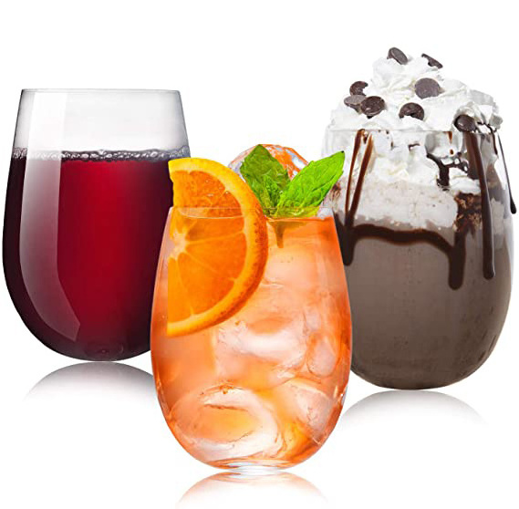 12oz/14oz/16oz shatterproof stemless plastic wine glass tritan wine glasses plastic glassware