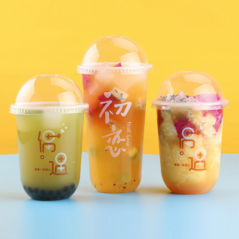 Creative plastic drink fruit dome dessert cups vasos de plastico disposable plastic lemonade cups with lid