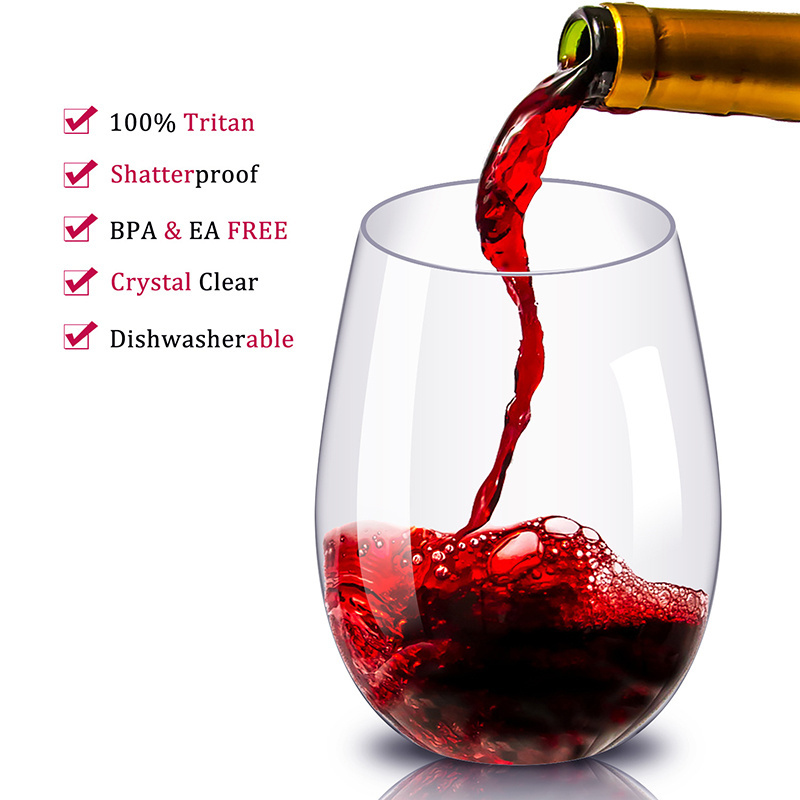 12oz/14oz/16oz shatterproof stemless plastic wine glass tritan wine glasses plastic glassware