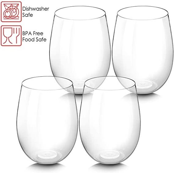 12oz/14oz/16oz shatterproof stemless plastic wine glass tritan wine glasses plastic glassware