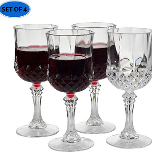 Vintage luxury polycarbonate crystal champagne glasses plastic goblet wine cup for wedding