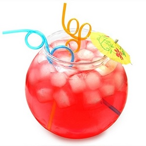 22oz big size Plastic Fish Bowl Cocktail Glass Custom Party Cocktail Fish taza de pecera  lid cup