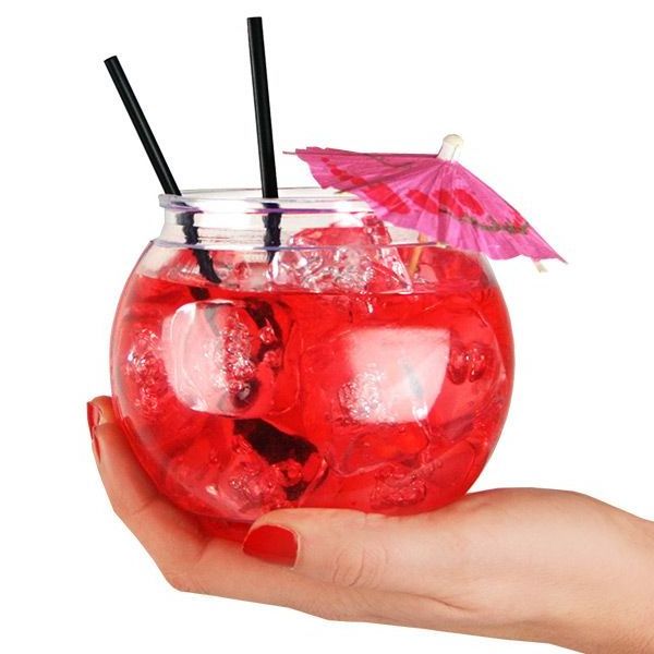 22oz big size Plastic Fish Bowl Cocktail Glass Custom Party Cocktail Fish taza de pecera  lid cup