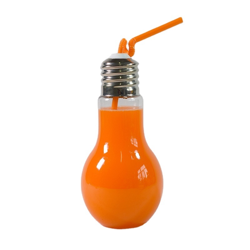 Plastic LED Yard 300ml Custom Color Plastic Light Bulb Shaped Bottle For Cold Drinks