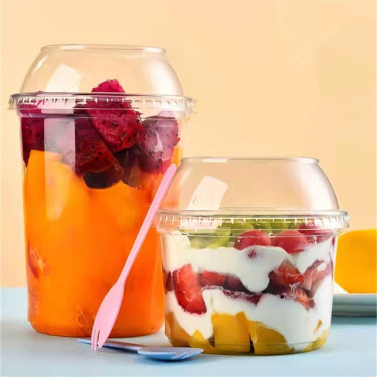 Creative plastic drink fruit dome dessert cups vasos de plastico disposable plastic lemonade cups with lid