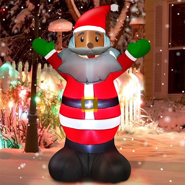 New Design Black African Inflatable Christmas Santa Claus With Gray Beard