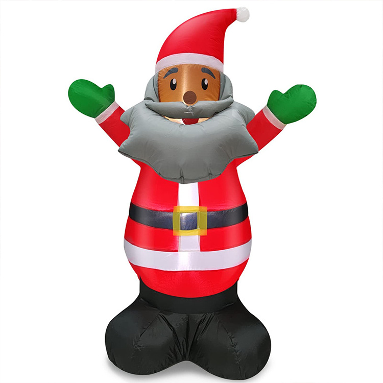 New Design Black African Inflatable Christmas Santa Claus With Gray Beard