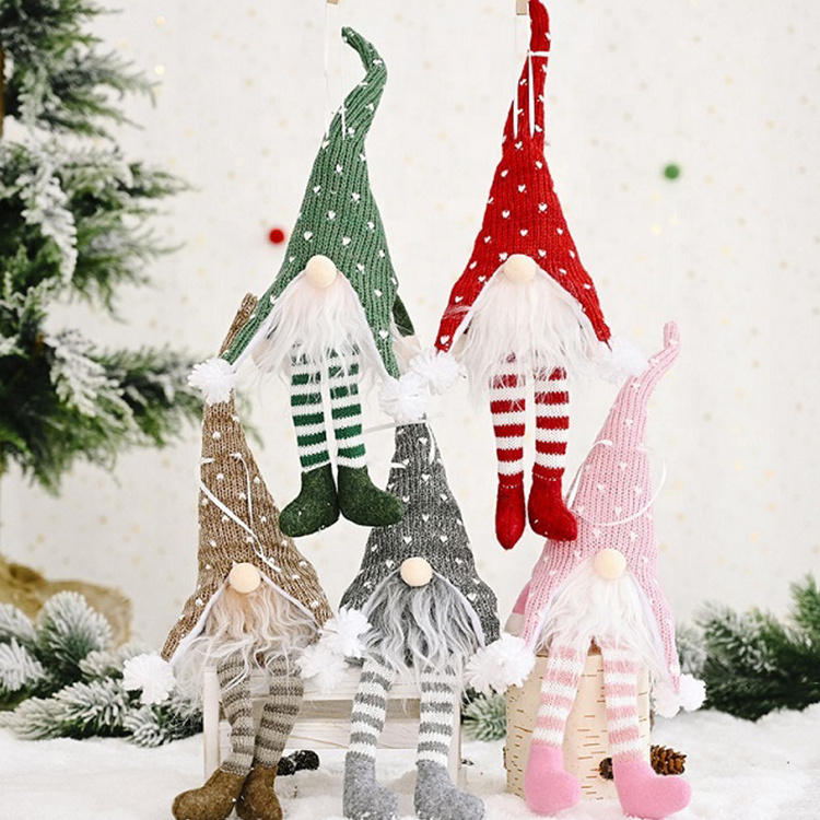 Christmas Gnome Plush Doll Christmas Plush Elf Figurine Santa Gnome Doll With Long Knitted Legs