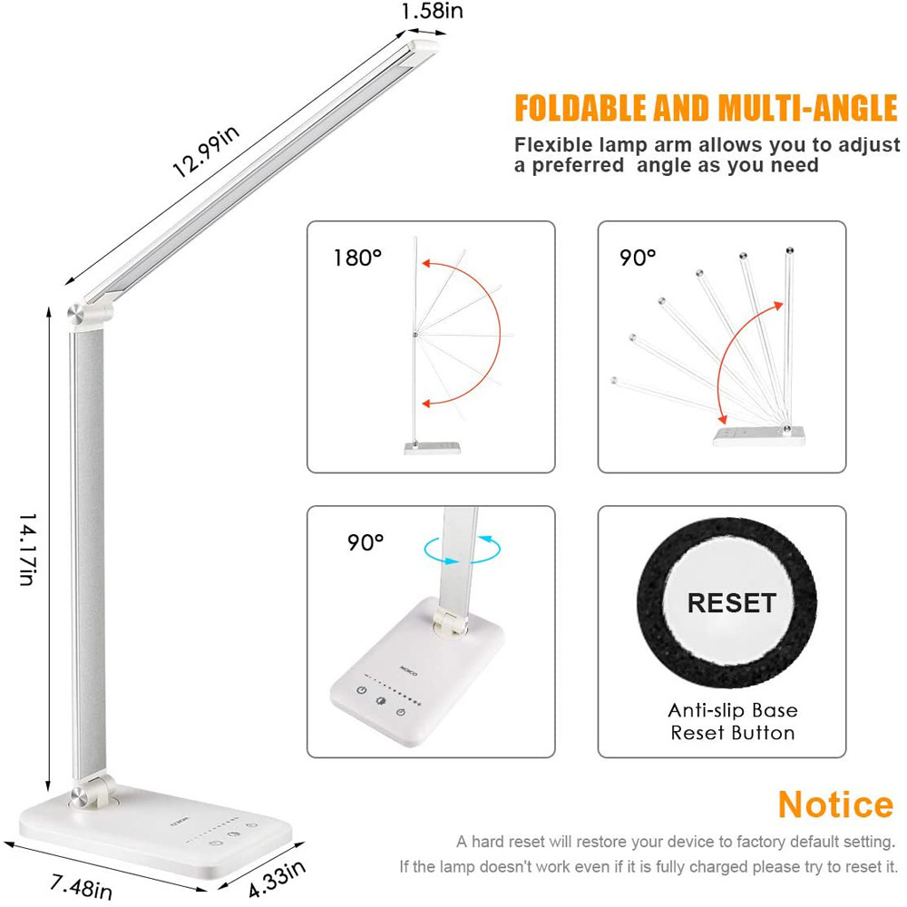 Aluminum Dimmable Eye caring USB Smart Rechargeable LED Restaurant Table Light