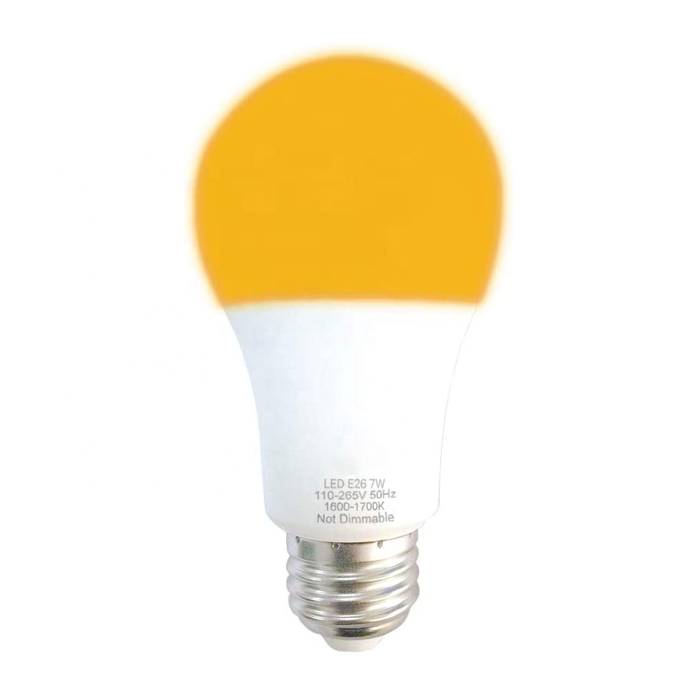 7W E26 E27 B22 Blue Light Blocking LED Yellow Bug Light Eye Protection Amber Bulb for Reading