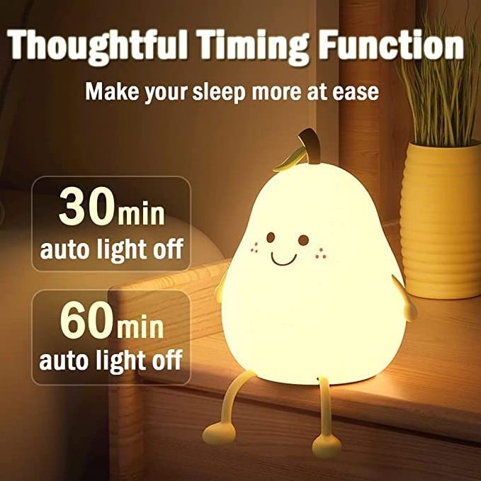 Mini lovely Rechargeable LED Touch Pear Silicon Night light 6 Colors  USB Animal Night lights for kids room Bed Lamp Night light