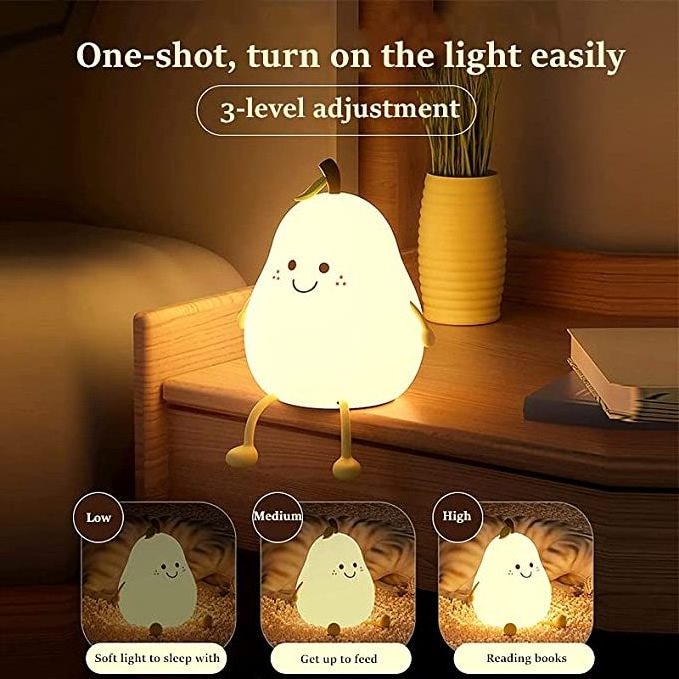 Mini lovely Rechargeable LED Touch Pear Silicon Night light 6 Colors  USB Animal Night lights for kids room Bed Lamp Night light