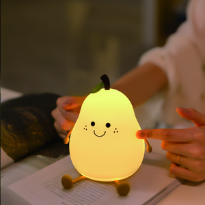 Mini lovely Rechargeable LED Touch Pear Silicon Night light 6 Colors  USB Animal Night lights for kids room Bed Lamp Night light