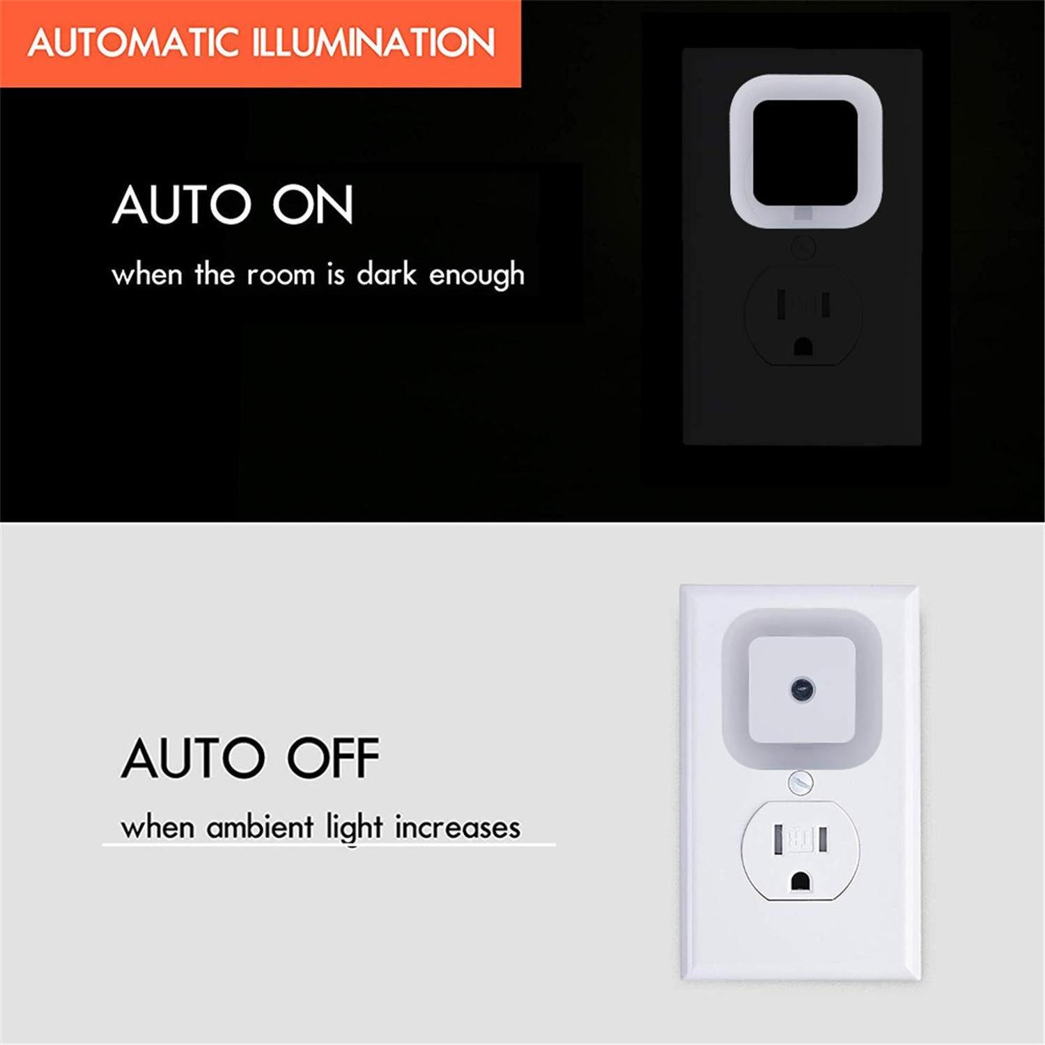 Smart home square plug into wall small modern sensor night light for Kids Room,bedroom,Stair Lights, Hallway Light