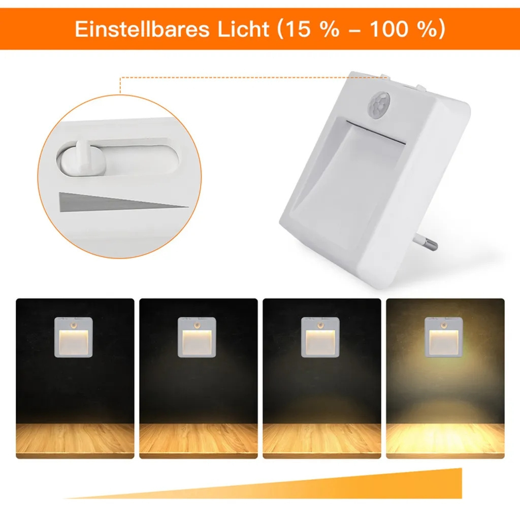 Adjustable Brightness 4leds Dimmable Motion Sensor LED Nightlight dimmer EU US Plug in LED Night Light