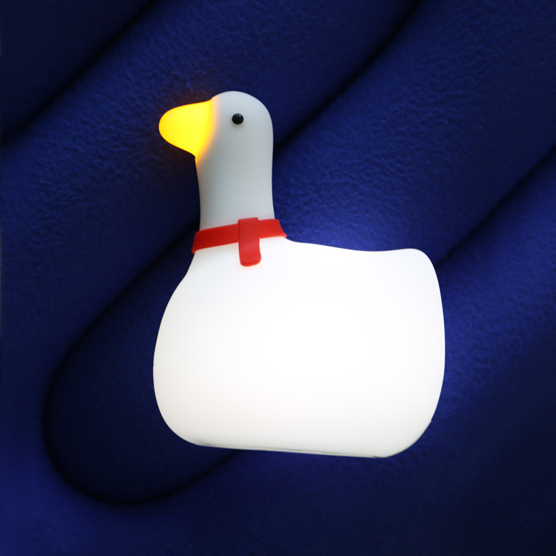 Cute Goose Animal Night Light Lamp for Kids Cartoon Swing Goose Rechargeable Silicone Baby Sleeping Lamp Room Decor