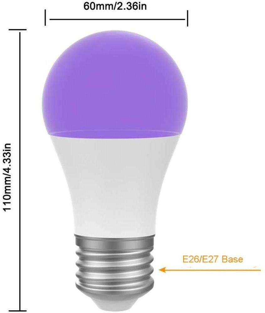 UV LED Bulb 7W A19 Bulb Light With UVA Level 395nm Glow in The Dark for Blacklight Party, Body Paint Fluorescent