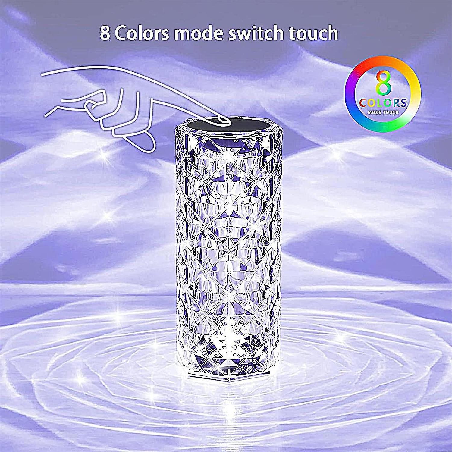 LED Rose Crystal table Lamp Shadow Effect Acrylic Shiny RGB Rechargeable Touch Lamp USB Rose desk Lamps for Bedroom