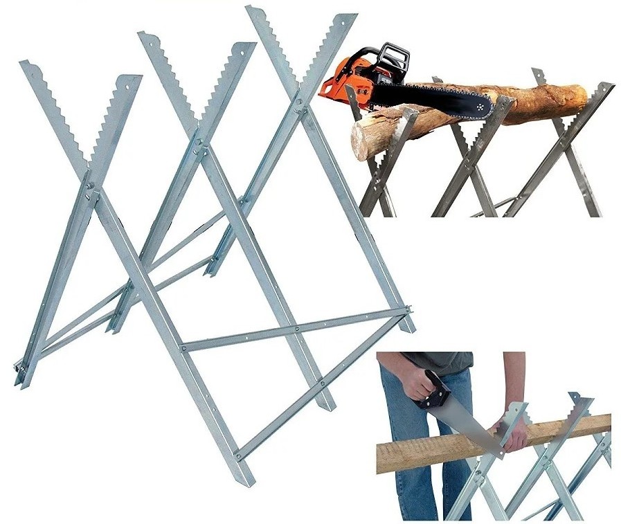 Heavy Saw Horse Wood Chainsaw Cutting Work Bench Metal Sawhorse Logs