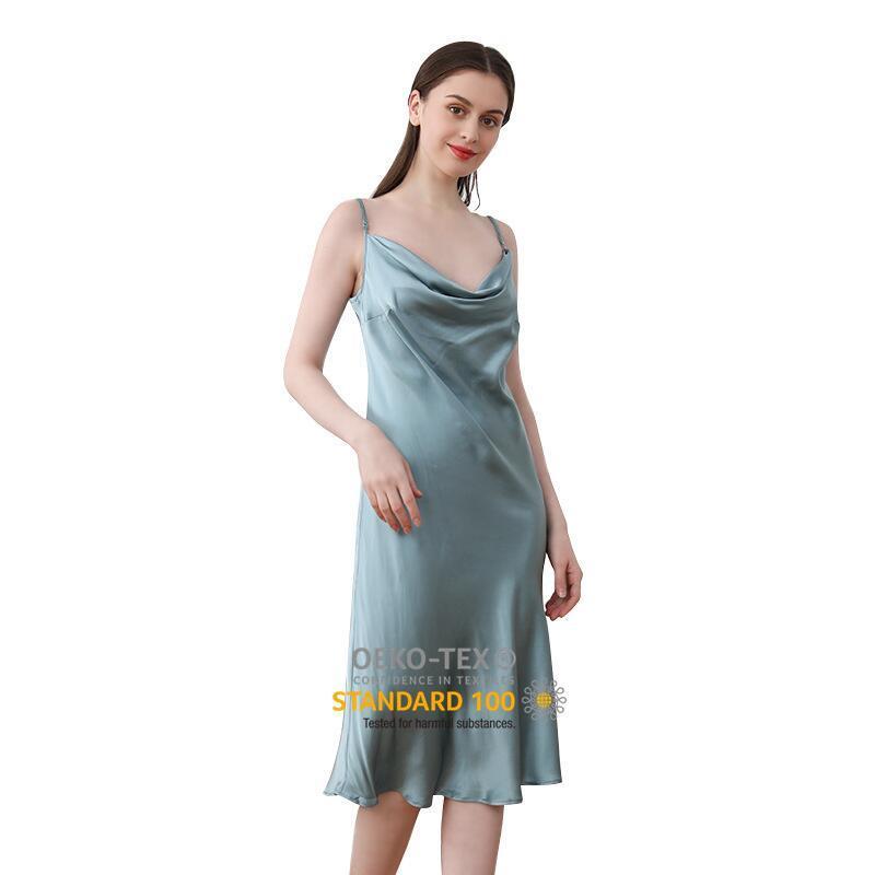 Women 2023 Fashion New Luxury Pajamas Sexy Silk Night Wear 100% Mulberry Silk Nightwear Camisole Dress