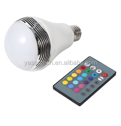 E27 10W RGB light bulb speaker Color Adjustable wireless Speaker Music Lights Bulb With RF 24key Remote Control