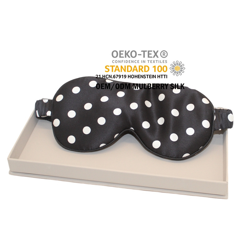 Printing Dots Silk Sleeping Mask Silk Heated Eyemask Wholesale Mulberry Silk Eye Mask With Custom Box