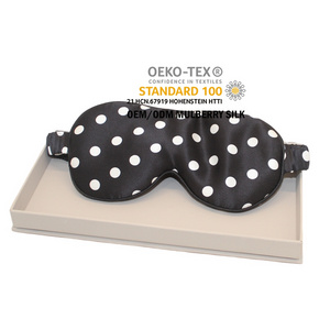 Printing Dots Silk Sleeping Mask Silk Heated Eyemask Wholesale Mulberry Silk Eye Mask With Custom Box