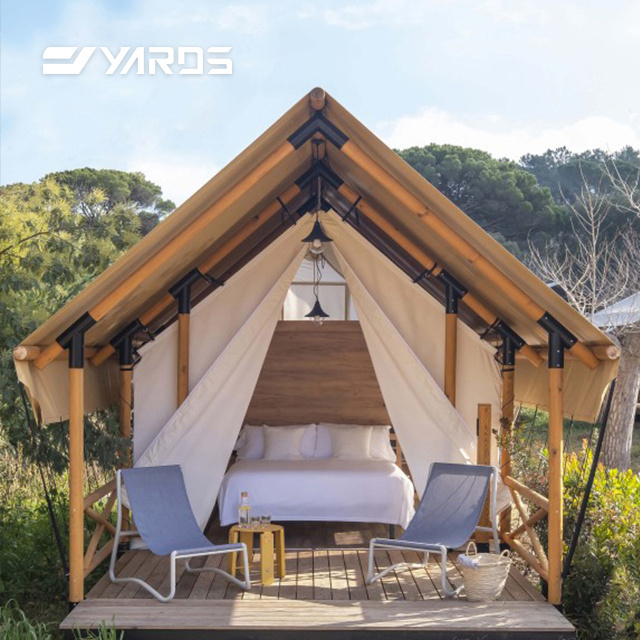 Outdoor Luxury Hotel Living Resort Custom Homes Wood Canvas Glamping With Bathroom Safari Tents