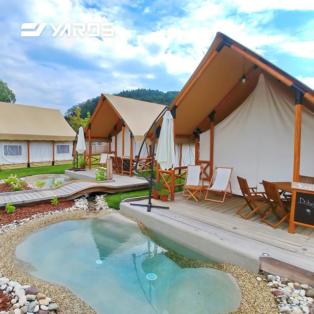 Outdoor Luxury Hotel Living Resort Custom Homes Wood Canvas Glamping With Bathroom Safari Tents