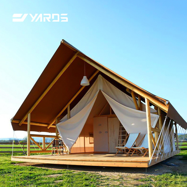 Outdoor Luxury Hotel Living Resort Custom Homes Wood Canvas Glamping With Bathroom Safari Tents