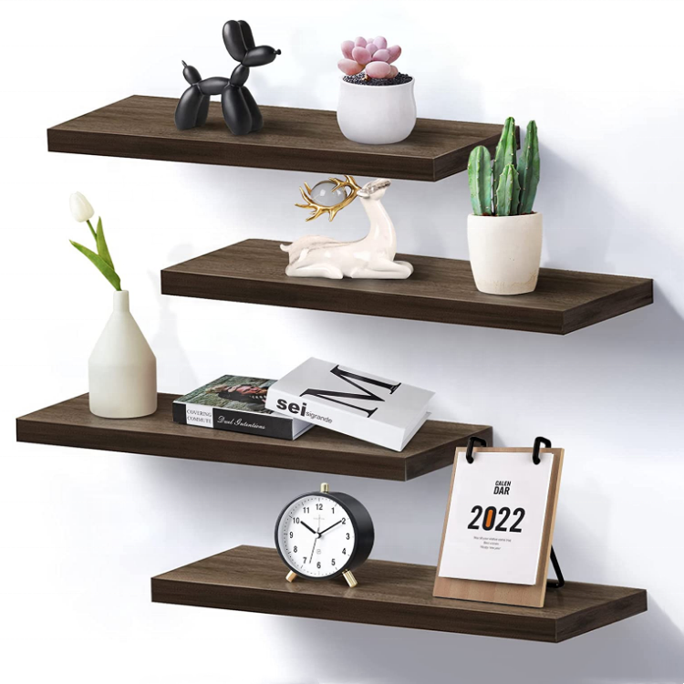 Solid Wooden Floating Shelf wall mounted Wooden Storage Rack for Living room bedroom