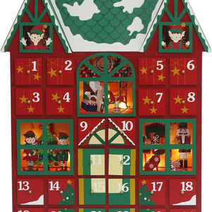 Large Christmas Wooden Advent Calendar House with Drawers to Fill Small Gifts Countdown to Christmas Decoration