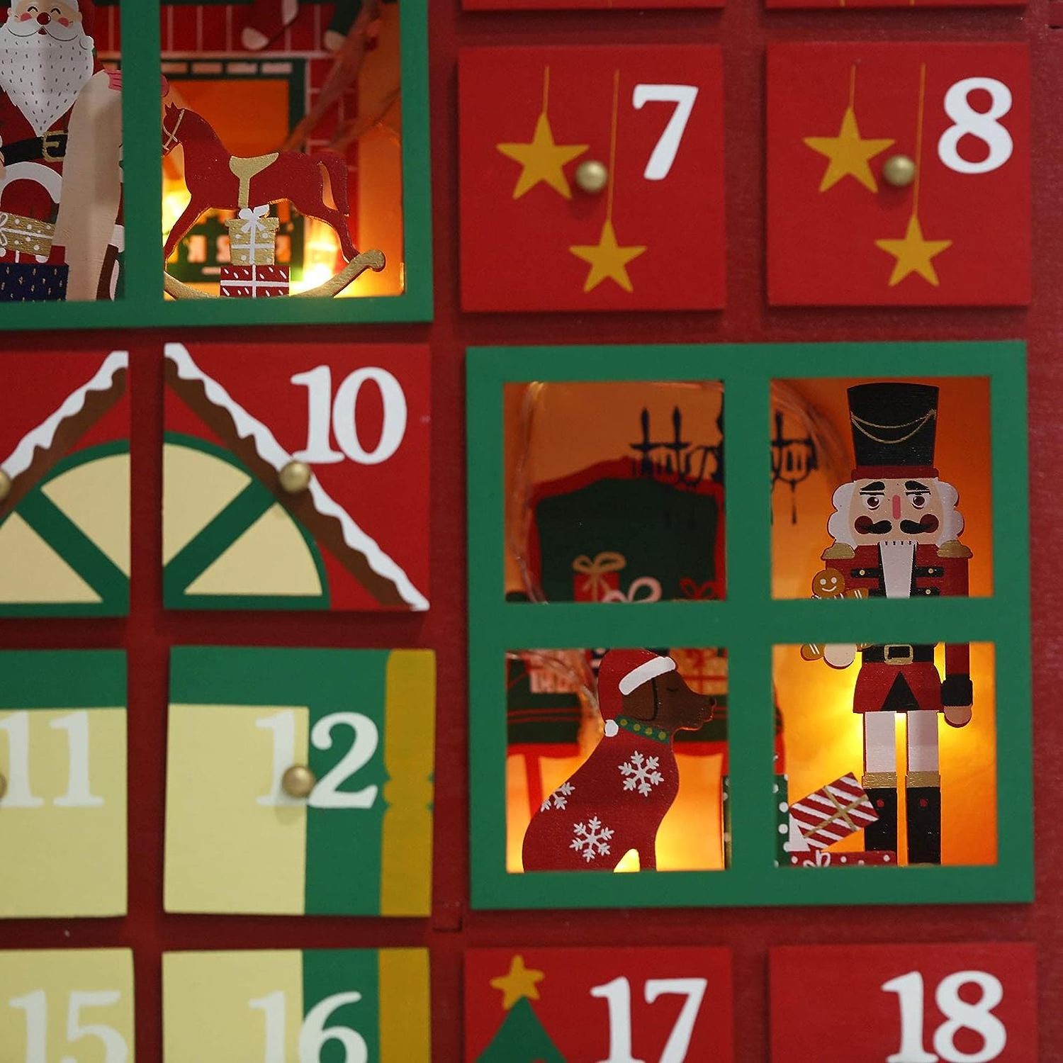 Large Christmas Wooden Advent Calendar House with Drawers to Fill Small Gifts Countdown to Christmas Decoration