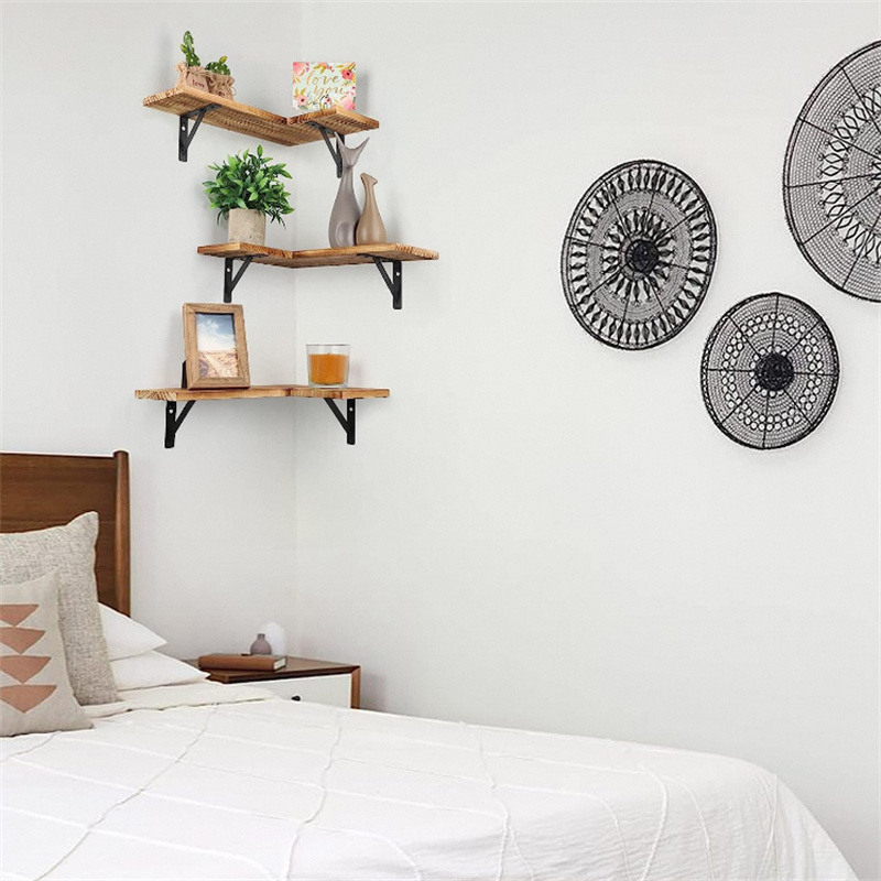 Fashion Metal Iron Floating corner shelf wall mount bamboo shower corner shelf bathroom wall rack shelf