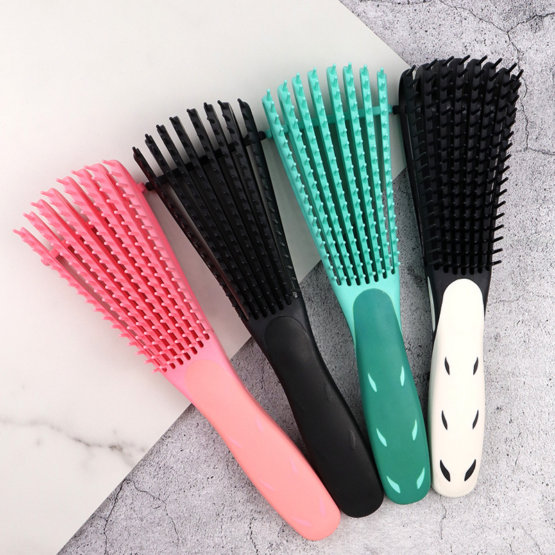 Recycled Plastic Detangling Hair Brush Afro Mini Comb Barbers Octopus Hair Comb