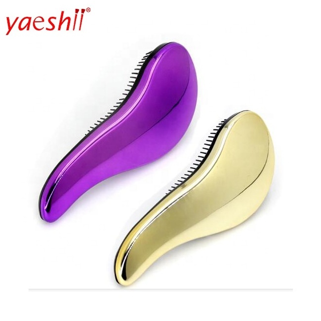 Yaeshii 2019 Magic Anti-static Hair Brush Handle Tangle Detangling Comb Electroplate Massage Tool for Shower