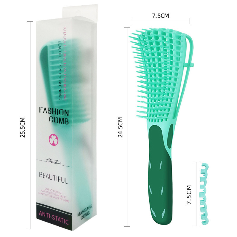 Recycled Plastic Detangling Hair Brush Afro Mini Comb Barbers Octopus Hair Comb